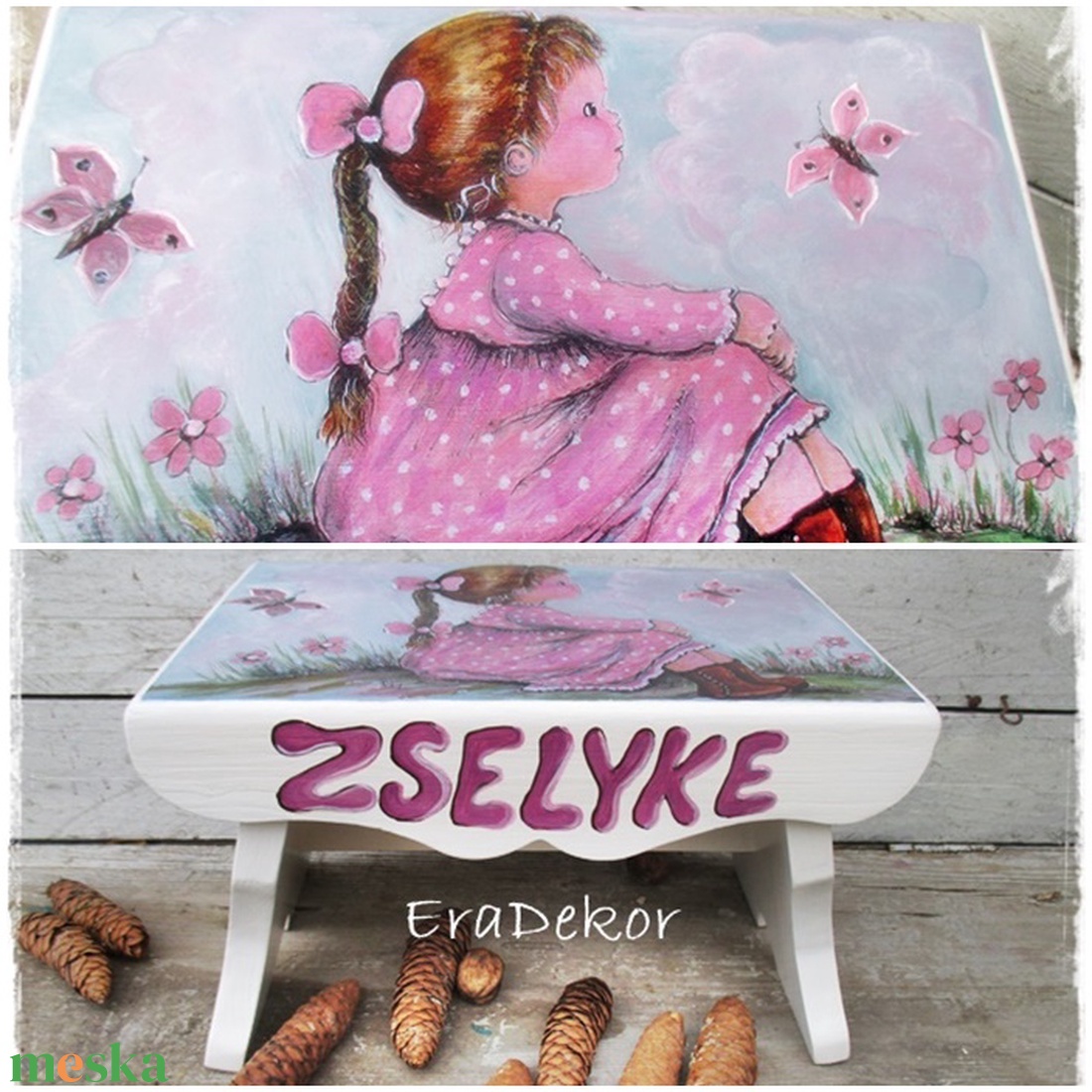 A rózsaszín ruhás kislány lepkéje - otthon & életmód - bútor - szék & fotel - Meska.hu