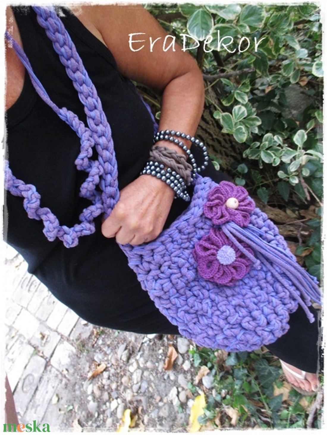 Virágos lila mánia - táska & tok - kézitáska & válltáska - kézitáska - Meska.hu
