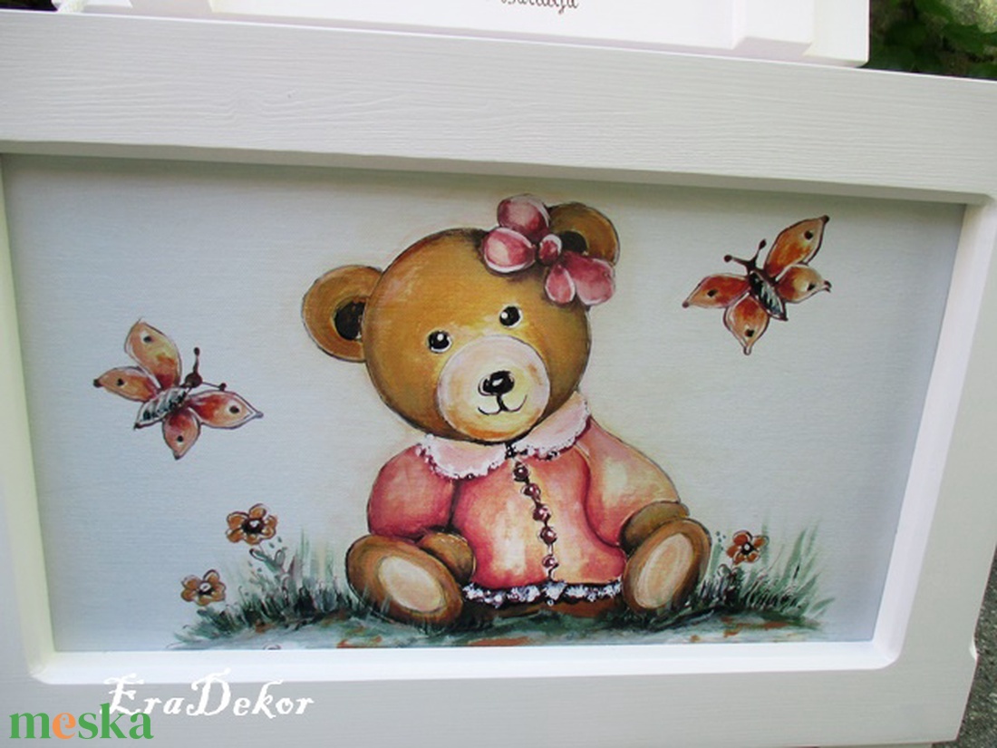 Lányos, macis  játéktároló  láda, ajándék  keresztelőre - otthon & életmód - tárolás & rendszerezés - láda - Meska.hu