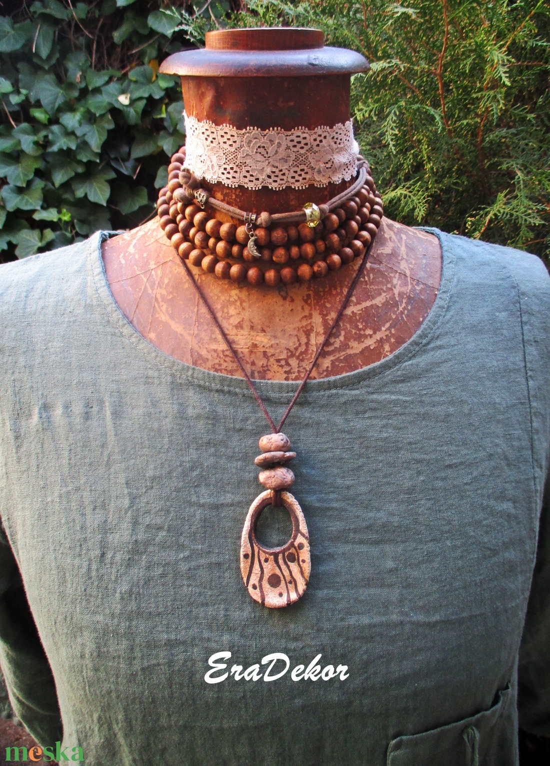 Rusztikus fantázia nyaklánc - ékszer - nyaklánc - medálos nyaklánc - Meska.hu