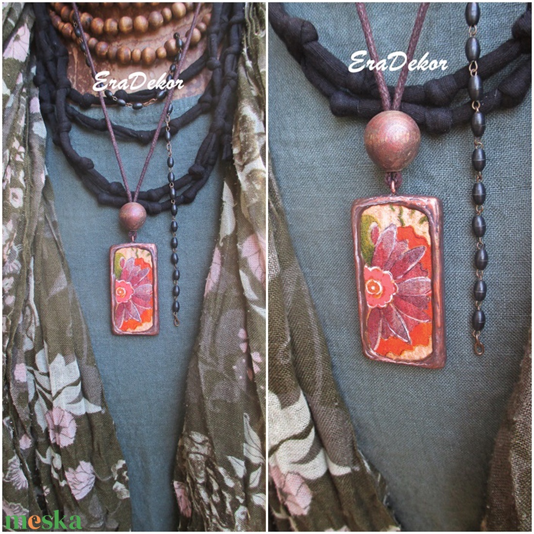 Virágnyaklánc fából - ékszer - nyaklánc - medálos nyaklánc - Meska.hu