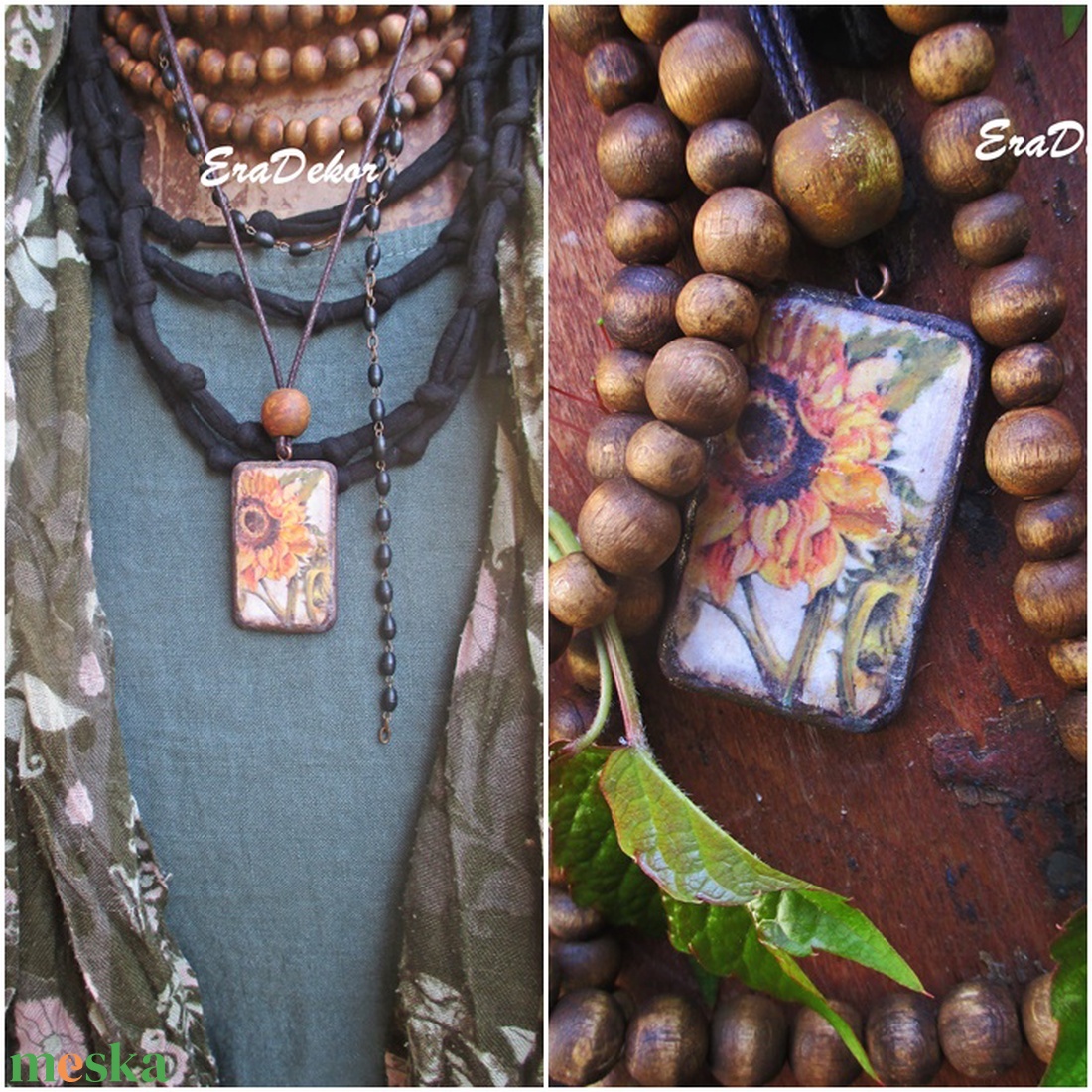 Napraforgó nyaklánc - ékszer - nyaklánc - medálos nyaklánc - Meska.hu