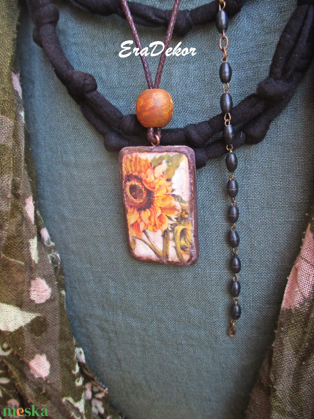 Napraforgó nyaklánc - ékszer - nyaklánc - medálos nyaklánc - Meska.hu