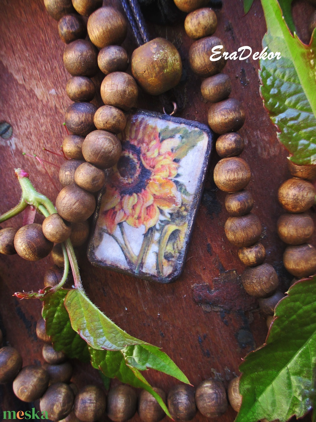 Napraforgó nyaklánc - ékszer - nyaklánc - medálos nyaklánc - Meska.hu