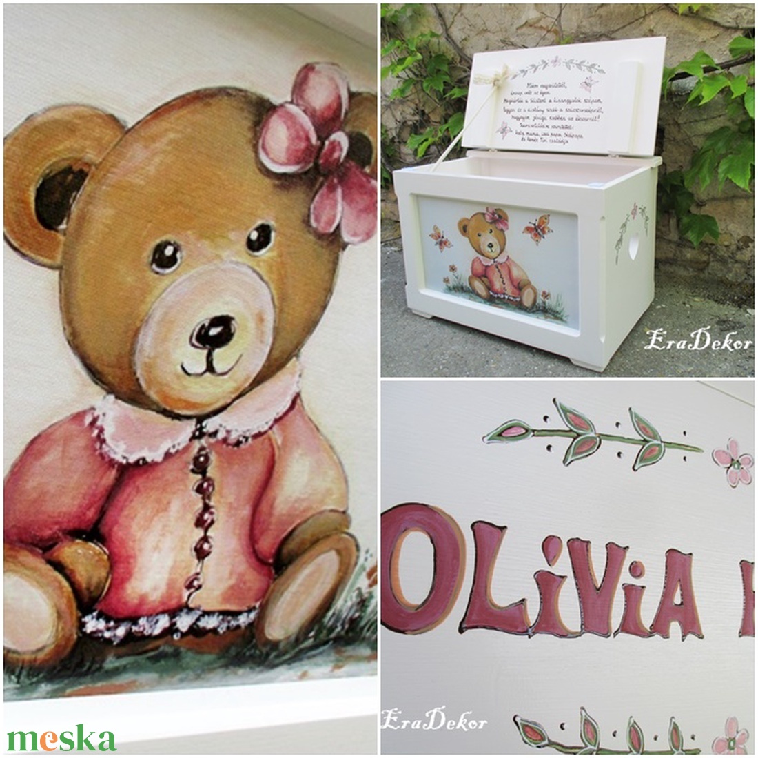Mackós játéktároló  láda keresztelőre - baba - mama - keresztelő kellékek - keresztelőajándékok - Meska.hu