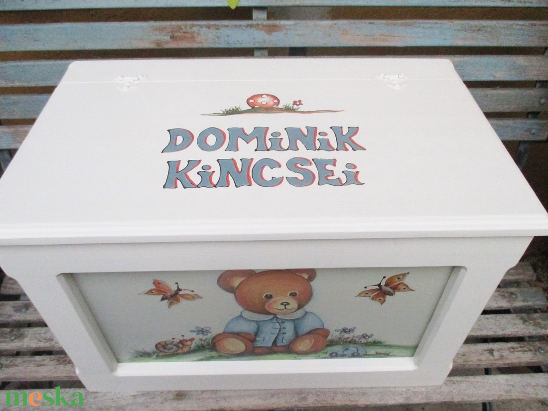 Mackós játéktároló kincsesláda, ajándék keresztelő - otthon & életmód - tárolás & rendszerezés - láda - Meska.hu