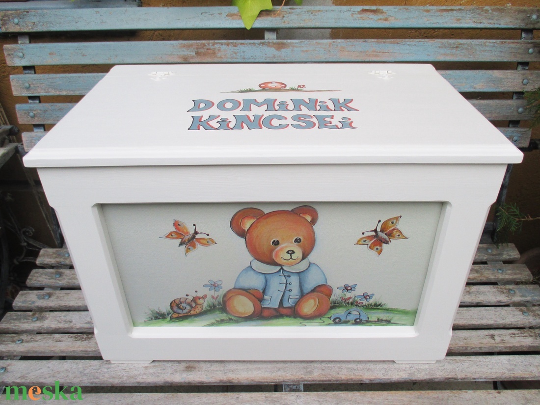 Mackós játéktároló kincsesláda, ajándék keresztelő - otthon & életmód - tárolás & rendszerezés - láda - Meska.hu