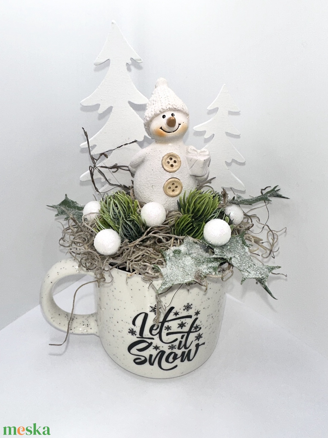 Let it Snow! bögre - karácsony - karácsonyi lakásdekoráció - ünnepi asztaldekoráció - Meska.hu