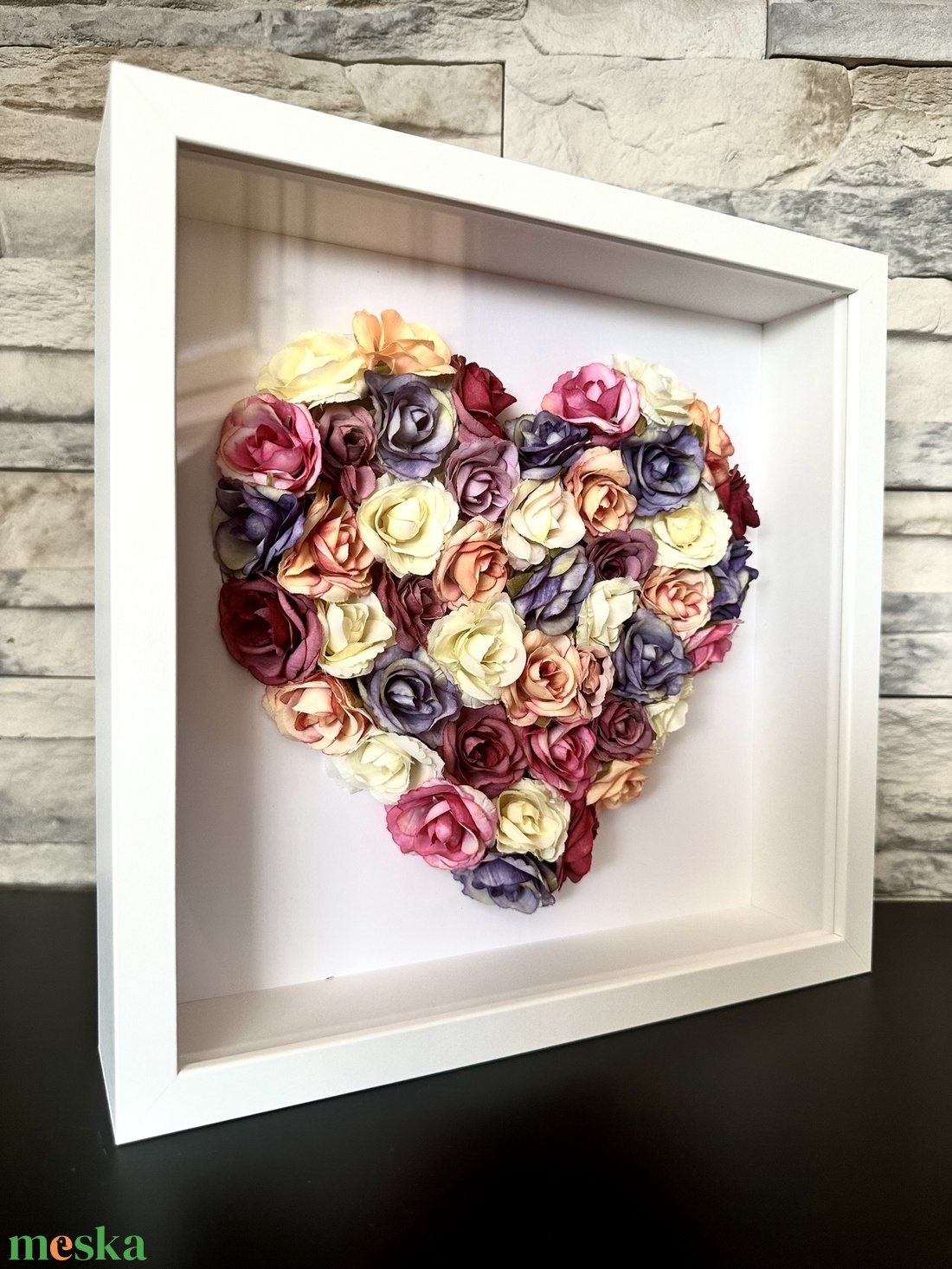 Virágos szív dobozban - otthon & életmód - dekoráció - asztal és polc dekoráció - díszdoboz - Meska.hu