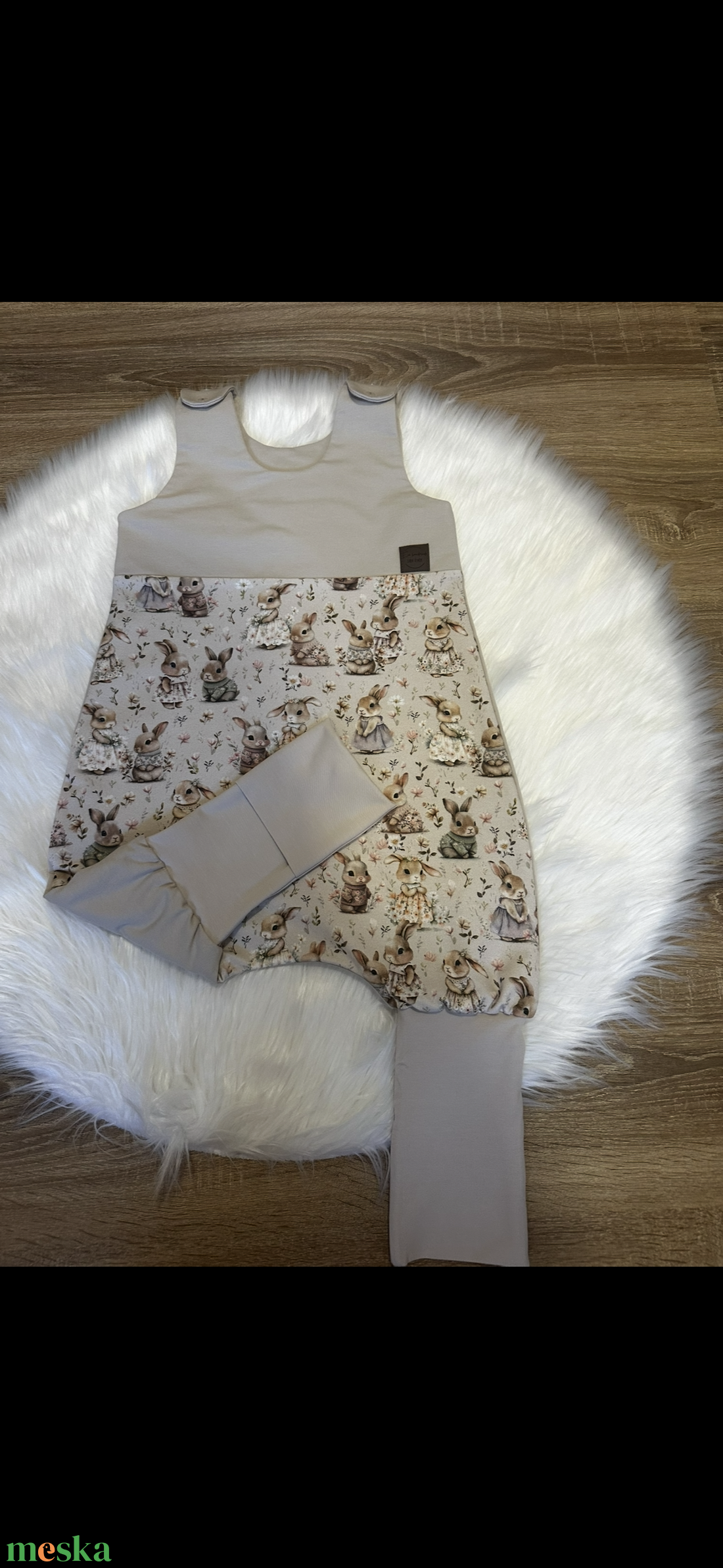 Nyuszis tipegő hálózsák, 92-es méret - baba - mama - babaruházat - baba hálózsák, bundazsák - Meska.hu