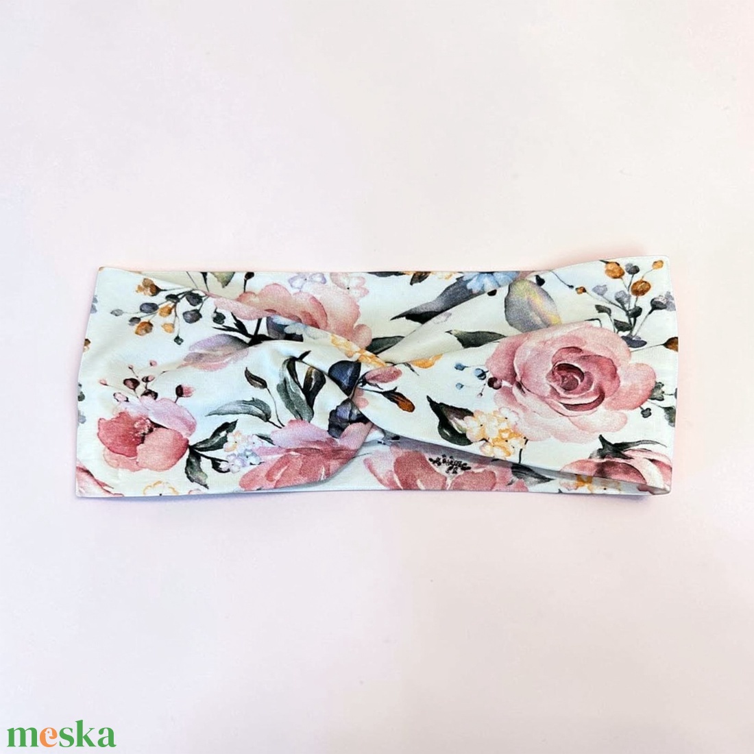 Romantikus Virágos Csomózott Kislány Fejpánt � Pasztell Rózsák - baba - mama - babaruházat - baba fejpánt - Meska.hu