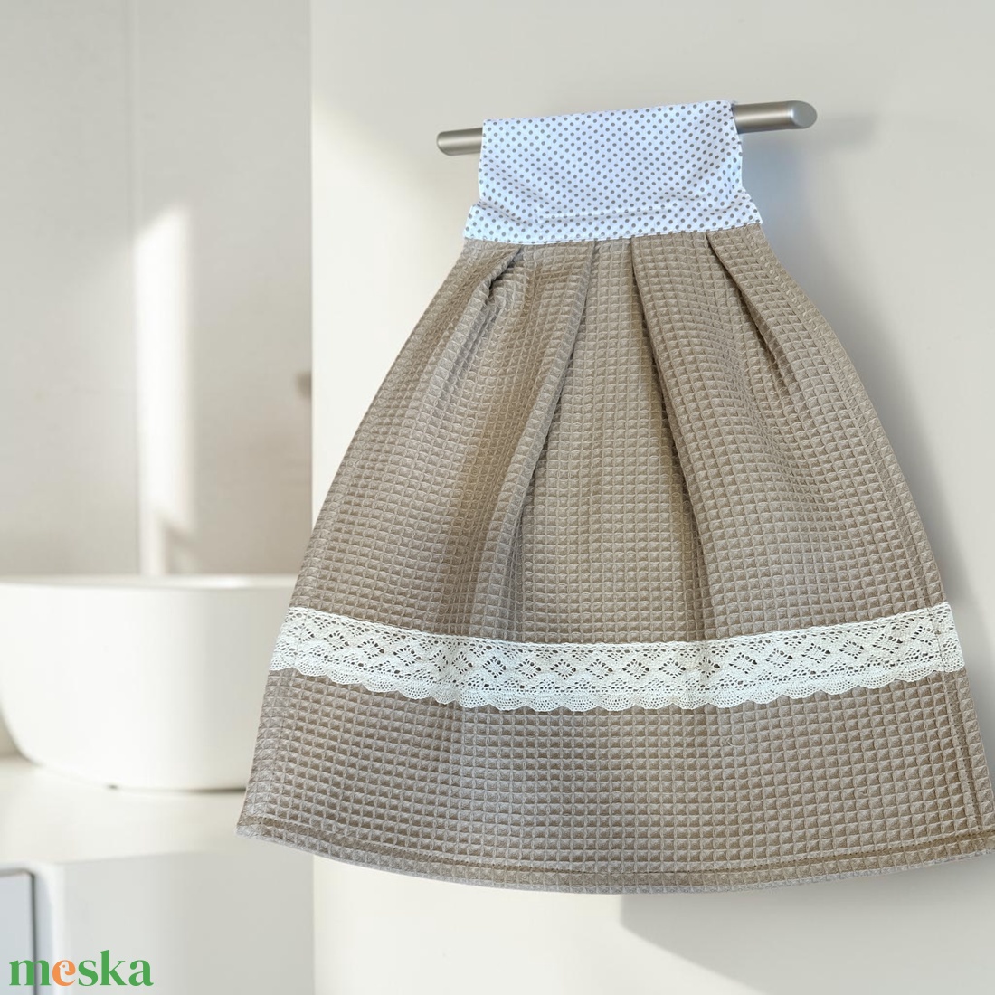 Csipkés, tépőzáras konyharuha sütőre vagy mikróra (53x40 cm) - otthon & életmód - konyhafelszerelés, tálalás - konyhai textil - konyharuha & törlőkendő - Meska.hu