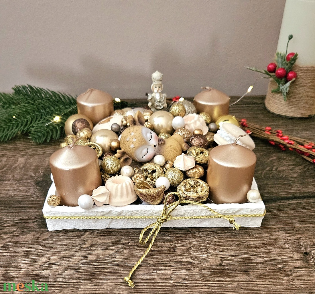 Alvó őzikés adventi tál - karácsony - adventi díszek - adventi koszorú - Meska.hu Alvó őzikés adventi tál - karácsony - adventi díszek - adventi koszorú - Meska.hu