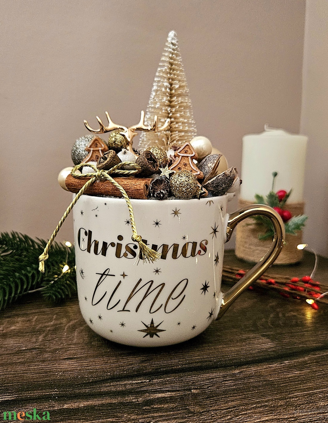 Aranyszarvasos karácsonyi bögredísz - karácsony - adventi díszek - adventi asztaldísz - Meska.hu Aranyszarvasos karácsonyi bögredísz - karácsony - adventi díszek - adventi asztaldísz - Meska.hu