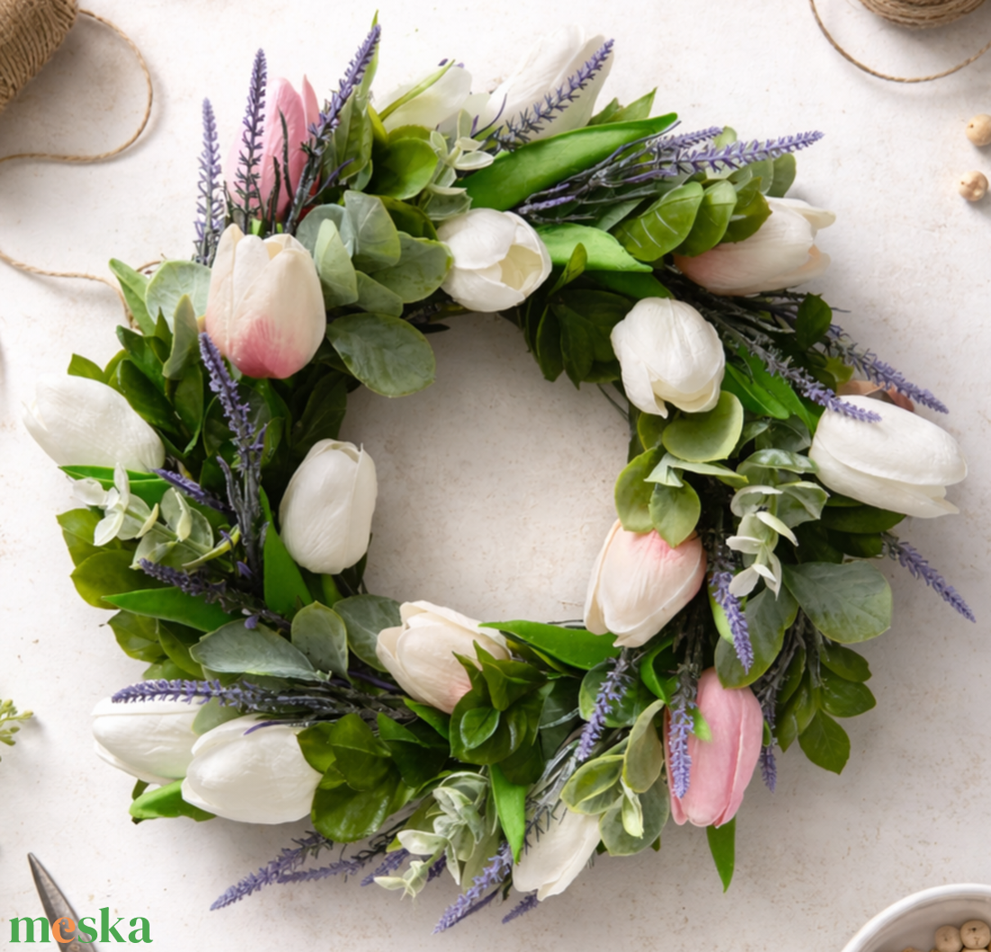 Tulipános tavaszi ajtódísz  - otthon & életmód - dekoráció - ajtó- és ablak dekoráció - ajtódísz & kopogtató - Meska.hu