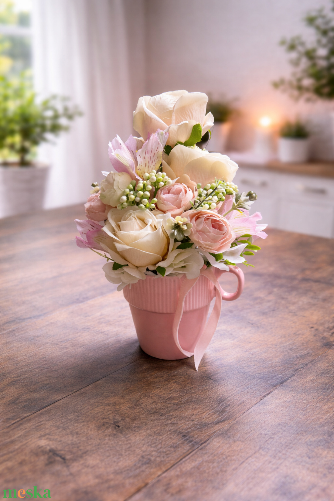 Púder rózsa csésze - otthon & életmód - dekoráció - asztal és polc dekoráció - asztaldísz - Meska.hu