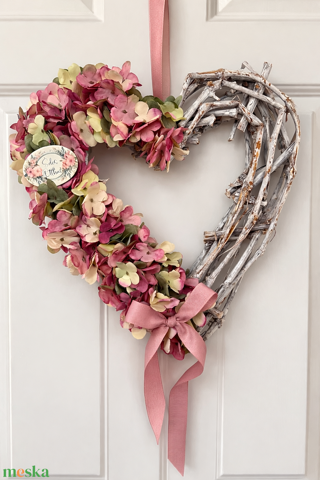 Hortenzia szív kopogtató  - otthon & életmód - dekoráció - ajtó- és ablak dekoráció - ajtódísz & kopogtató - Meska.hu