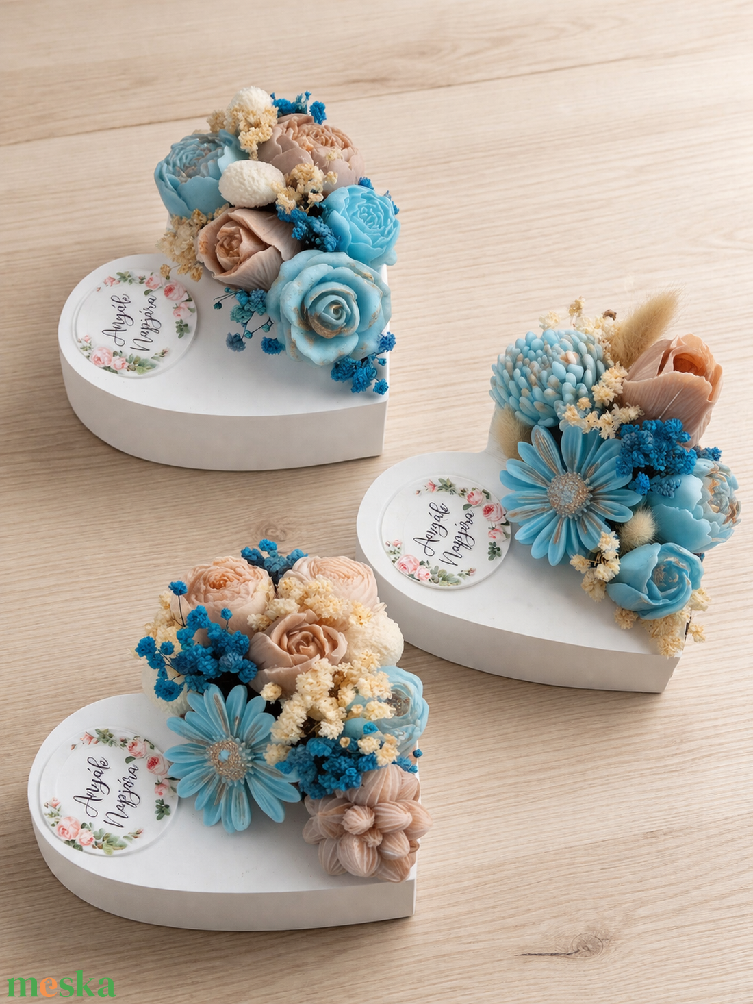 Anyák Napi szójaviaszos szívkollekció - otthon & életmód - dekoráció - asztal és polc dekoráció - asztaldísz - Meska.hu