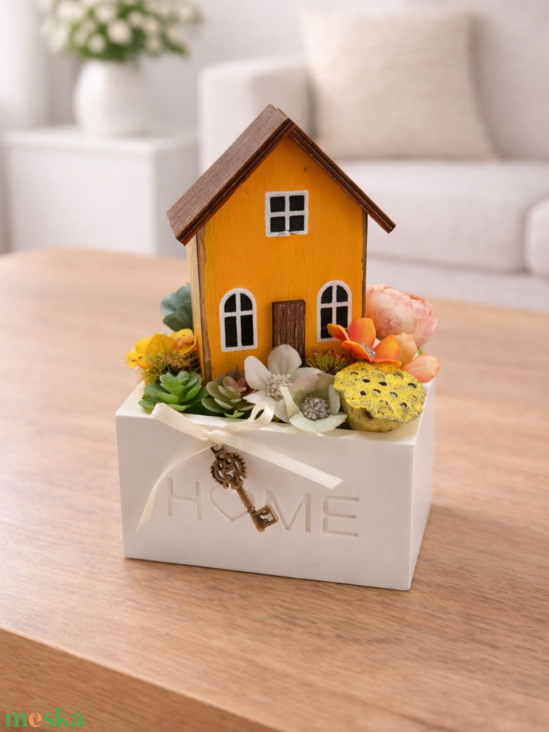 Narancs kulcsos ház asztaldísz  - otthon & életmód - virágdekoráció - virágdíszek - asztali virágdísz - Meska.hu