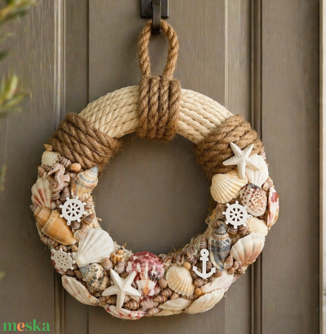 Nyári kagylós ajtódísz - otthon & életmód - dekoráció - ajtó- és ablak dekoráció - ajtódísz & kopogtató - Meska.hu