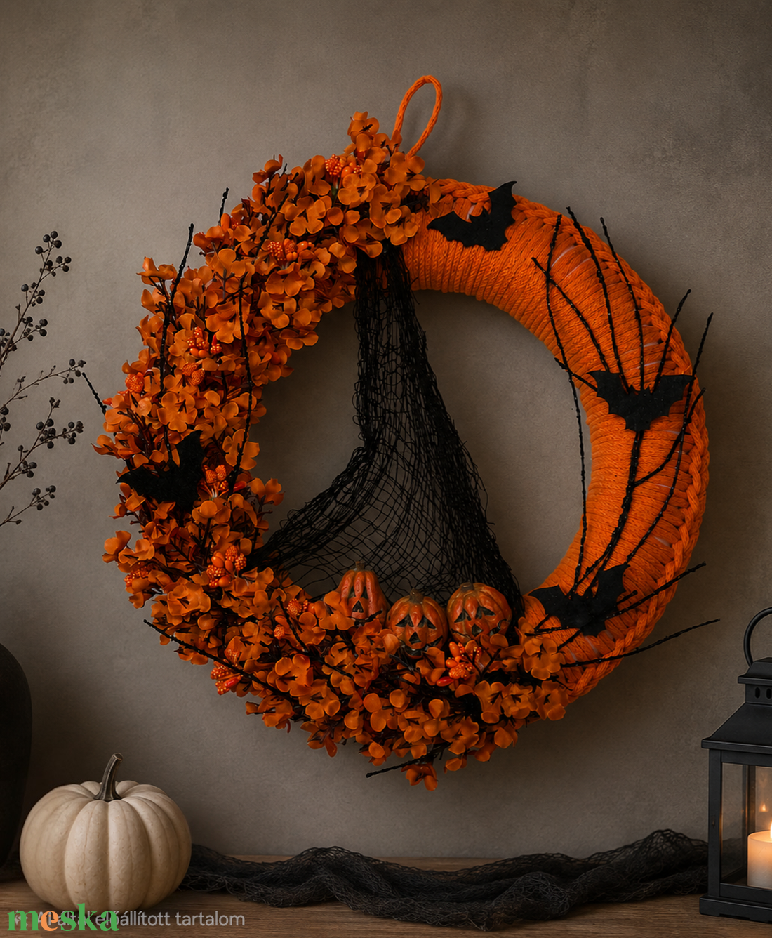 Halloween-i denevéres ajtódísz  - otthon & életmód - dekoráció - halloween - halloweeni ajtódíszek és ablakdíszek - Meska.hu