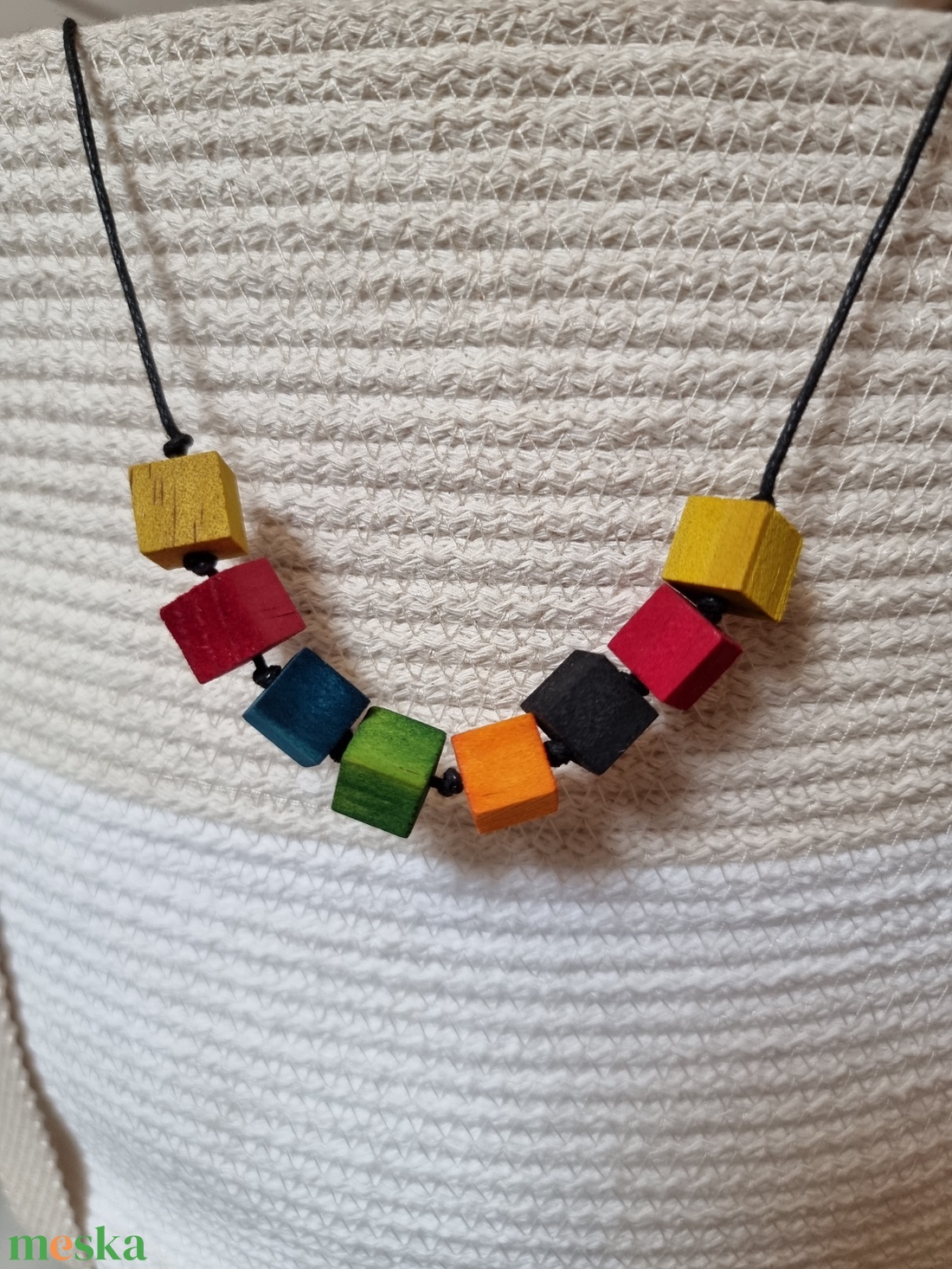 Kockás nyaklánc  - ékszer - nyaklánc - medálos nyaklánc - Meska.hu