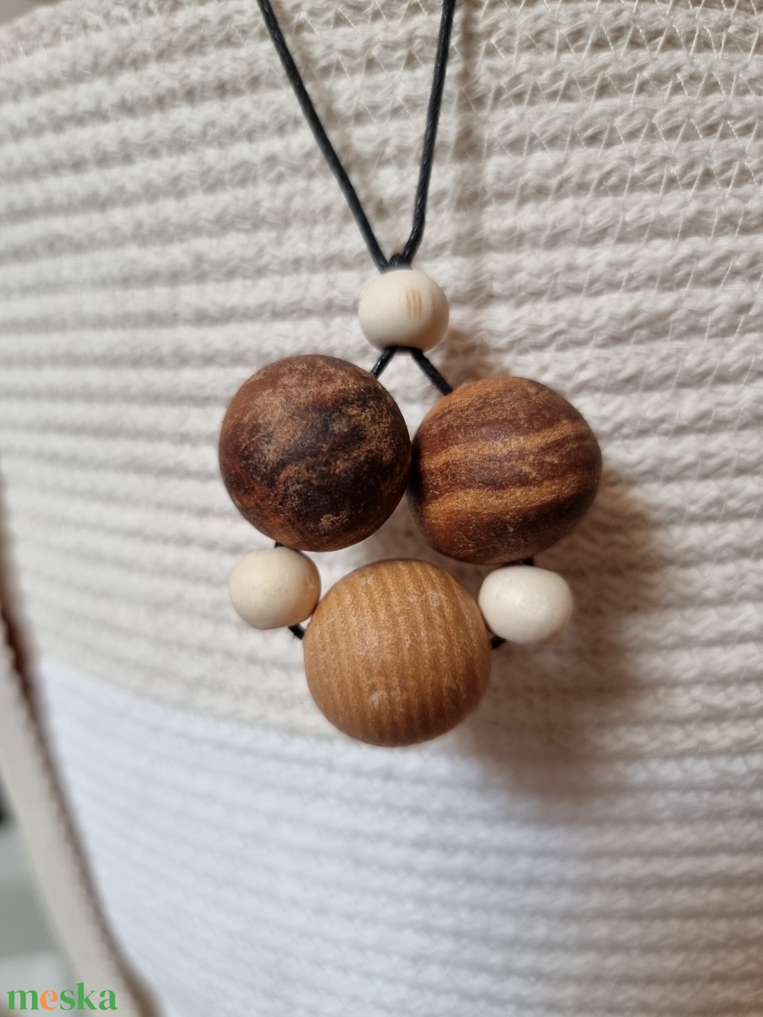 Fa gyöngy nyaklánc - ékszer - nyaklánc - medálos nyaklánc - Meska.hu