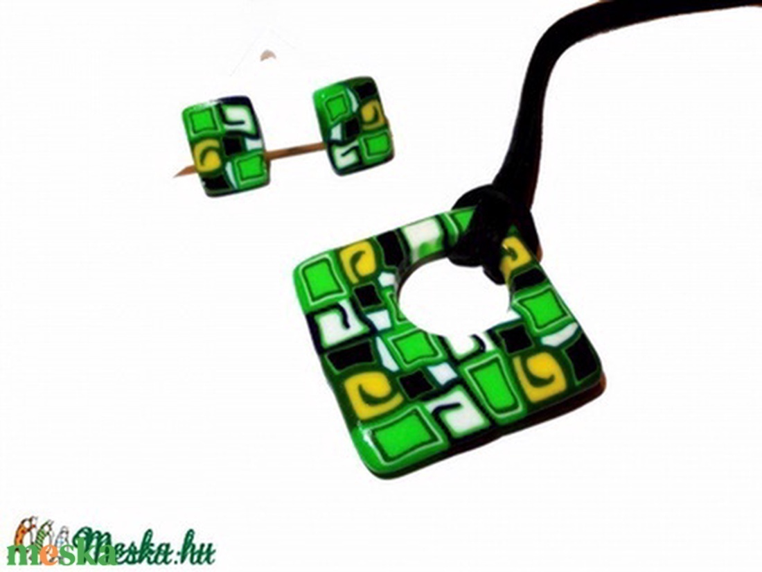 Zöld kavalkád szett - ékszer - nyaklánc - medálos nyaklánc - Meska.hu