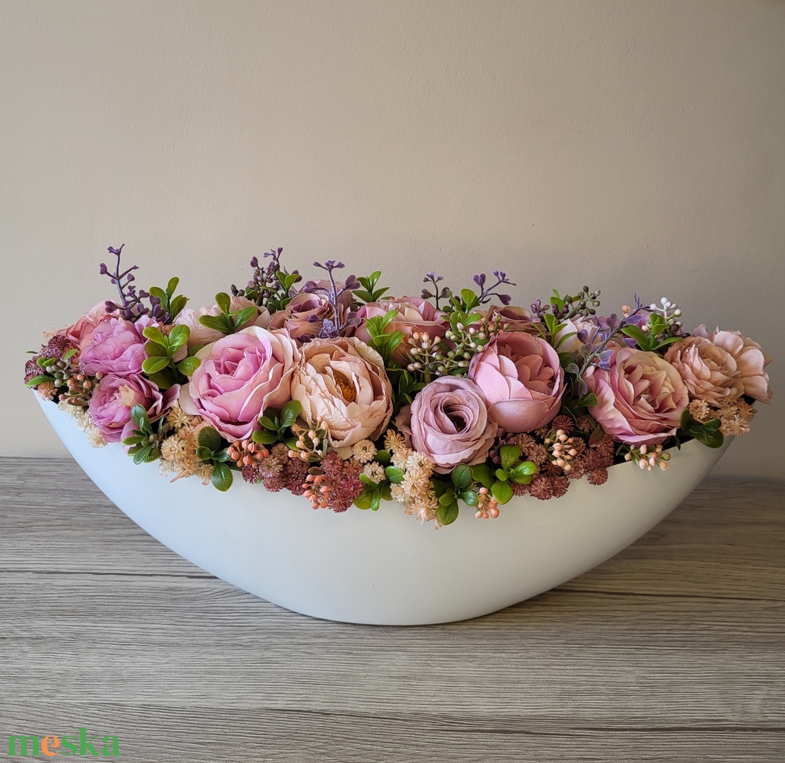 Selyemvirág kompozíció - otthon & életmód - dekoráció - asztal és polc dekoráció - asztaldísz - Meska.hu