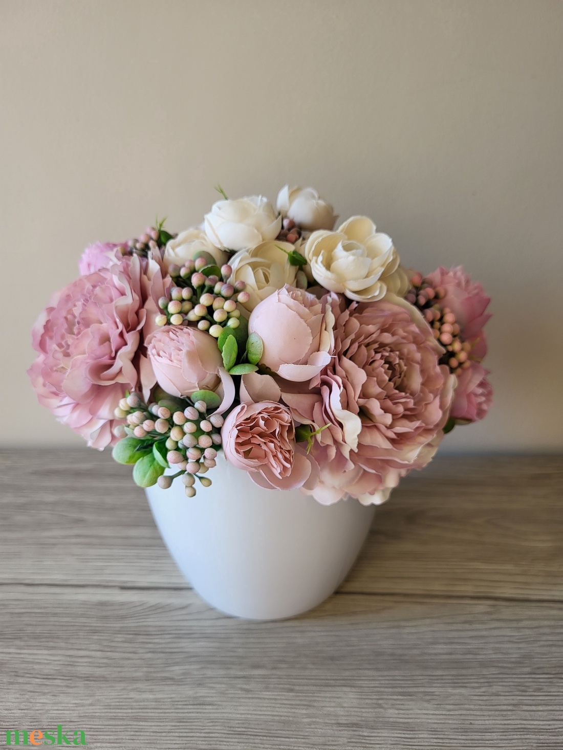 Lágy rózsaszín selyemvirágok - otthon & életmód - dekoráció - asztal és polc dekoráció - asztaldísz - Meska.hu