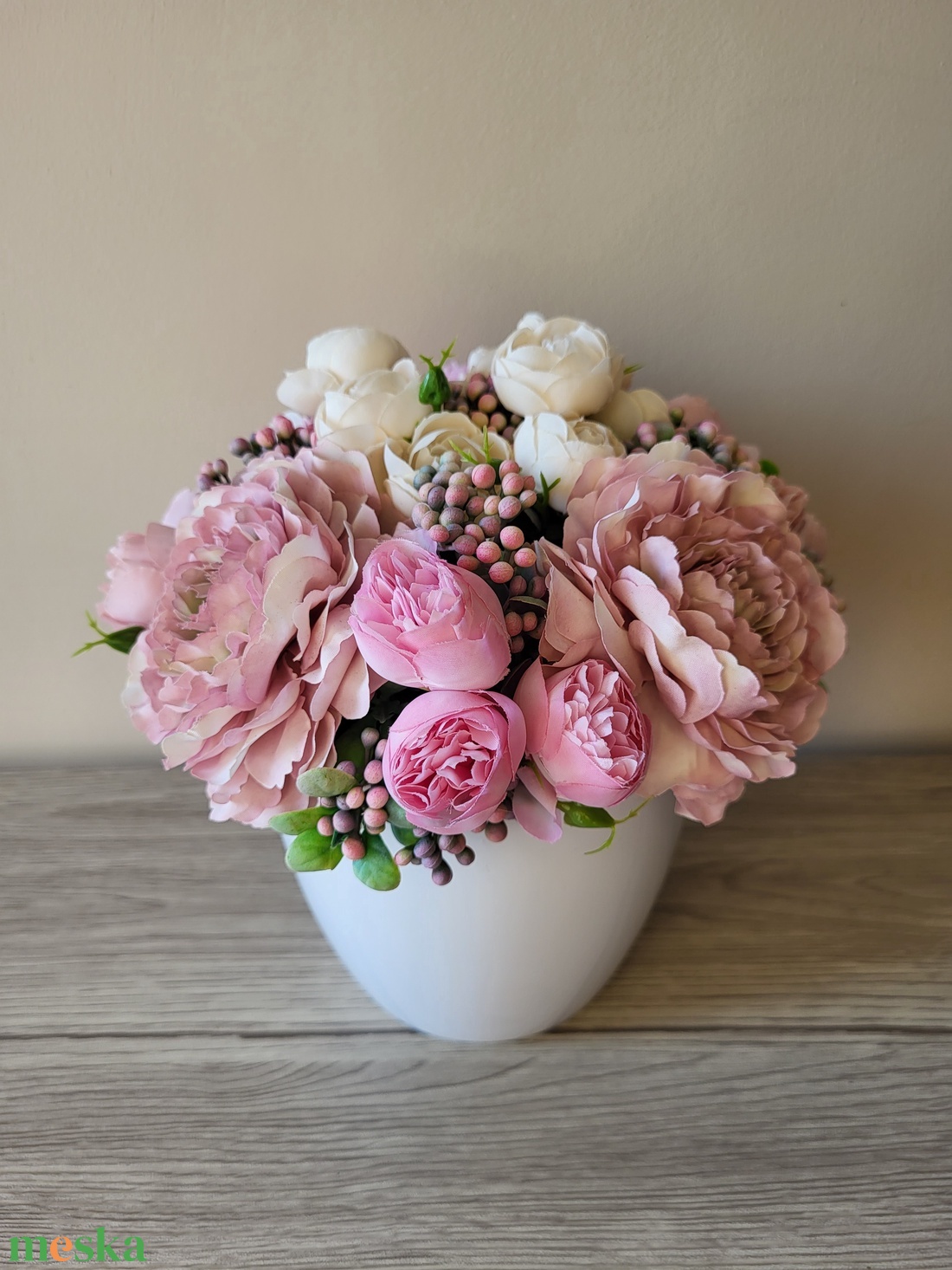 Lágy rózsaszín selyemvirágok - otthon & életmód - dekoráció - asztal és polc dekoráció - asztaldísz - Meska.hu