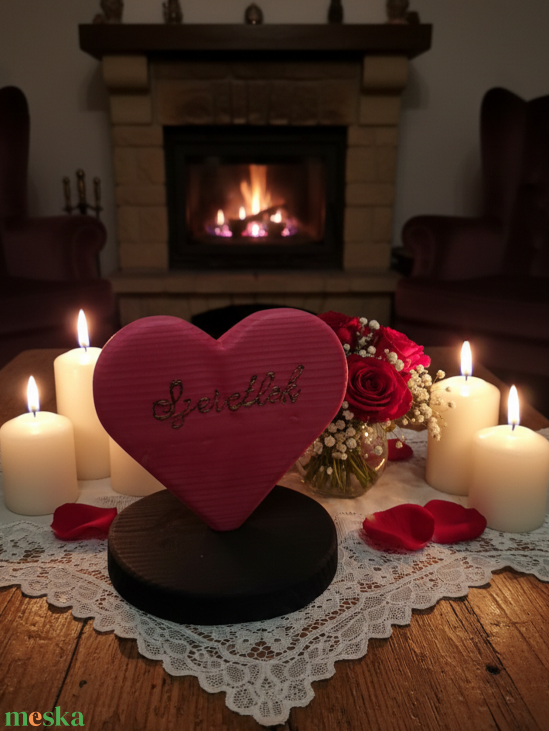 Nő-napi talpas szív ajándék - otthon & életmód - dekoráció - asztal és polc dekoráció - asztaldísz - Meska.hu