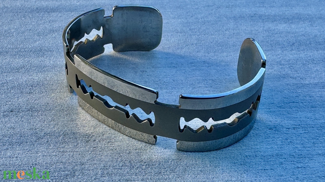 Férfi nemesacél karkötő - open cuff - ékszer - karkötő - széles karkötő - Meska.hu