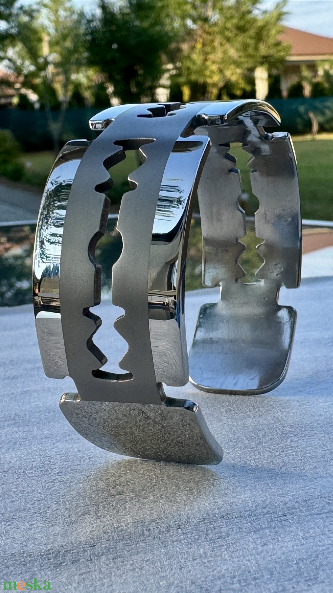Férfi nemesacél karkötő - open cuff - ékszer - karkötő - széles karkötő - Meska.hu