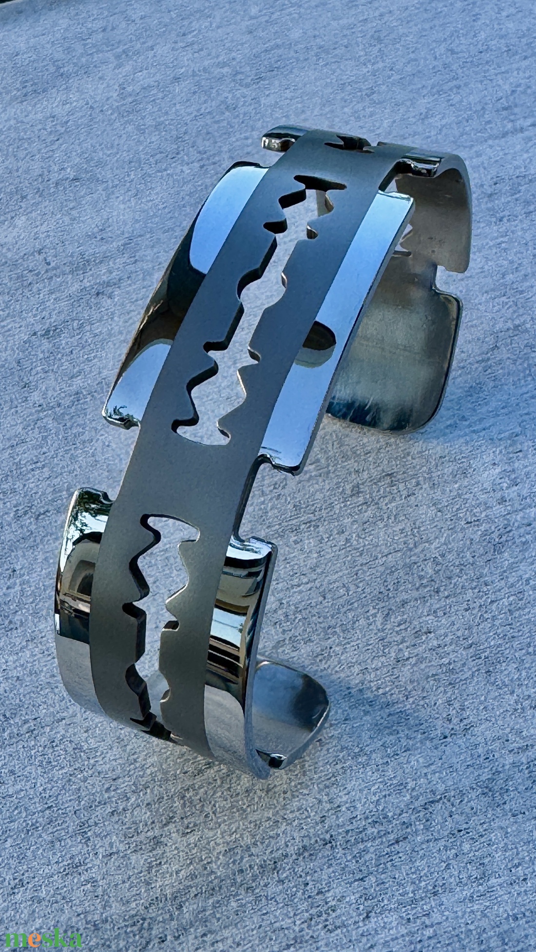Férfi nemesacél karkötő - open cuff - ékszer - karkötő - széles karkötő - Meska.hu