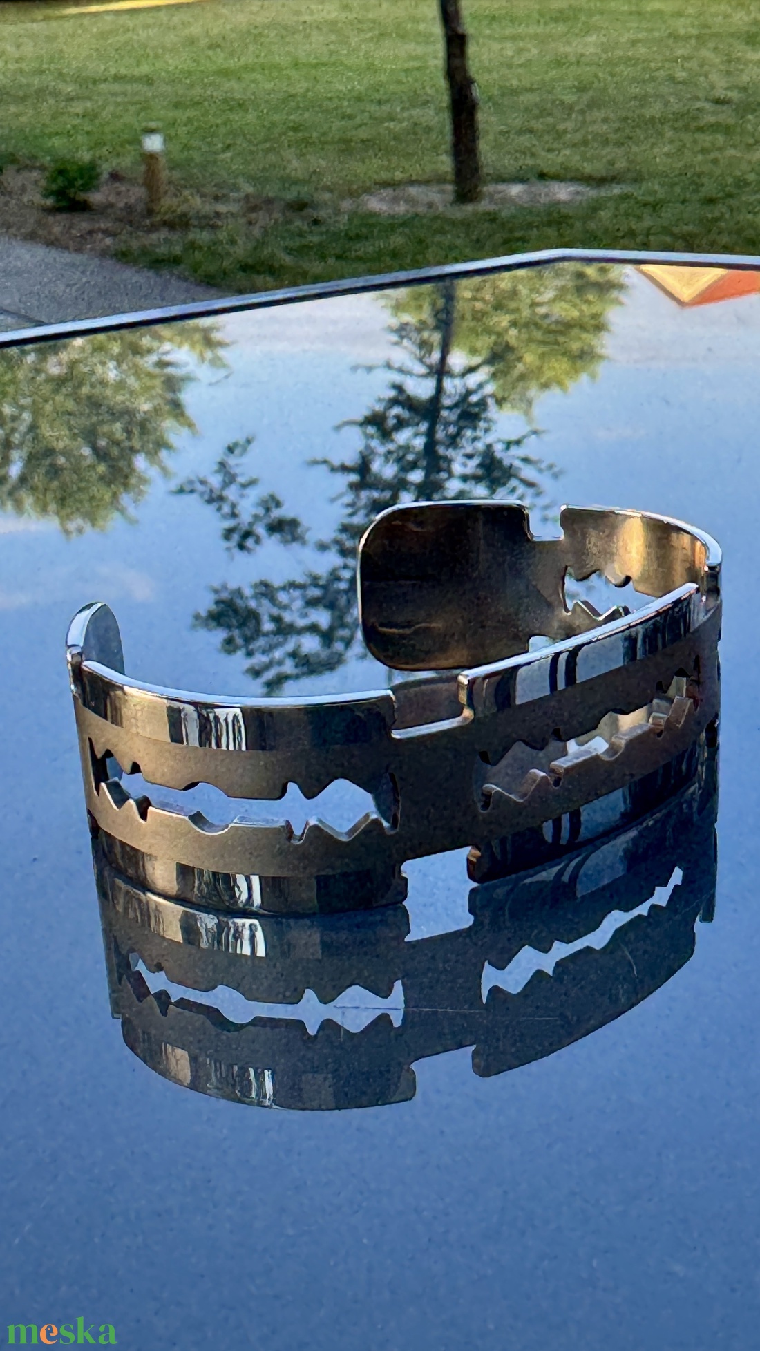 Férfi nemesacél karkötő - open cuff - ékszer - karkötő - széles karkötő - Meska.hu