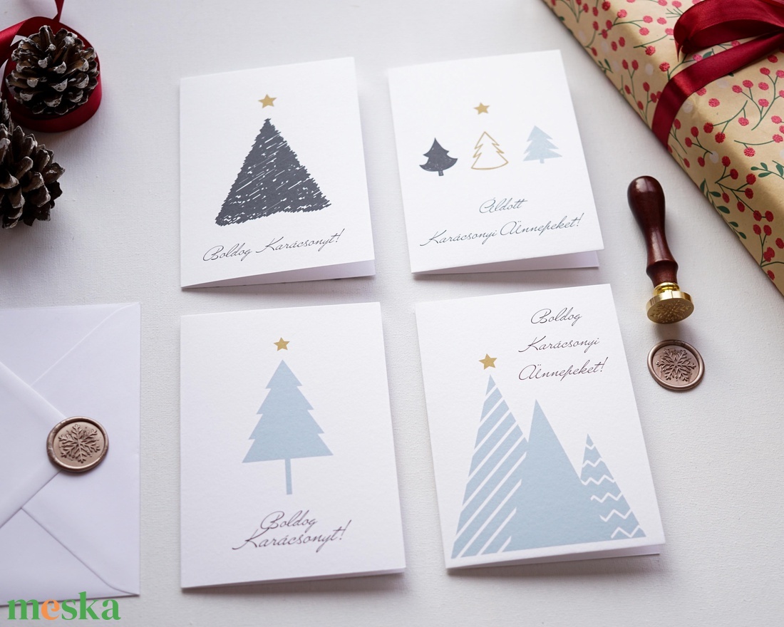 Karácsonyi Képeslap 4 darab Minimalista karácsonyi üdvözlő lap, képeslap gyűjtemény - karácsony - karácsonyi ajándékozás - karácsonyi képeslap, üdvözlőlap, ajándékkísérő - Meska.hu