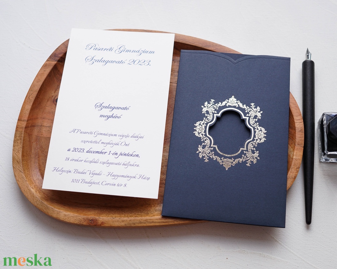Szalagavató meghívó, elegáns arany mintás kék tokban - esküvő - meghívó & kártya - meghívó - Meska.hu Szalagavató meghívó, elegáns arany mintás kék tokban - esküvő - meghívó & kártya - meghívó - Meska.hu