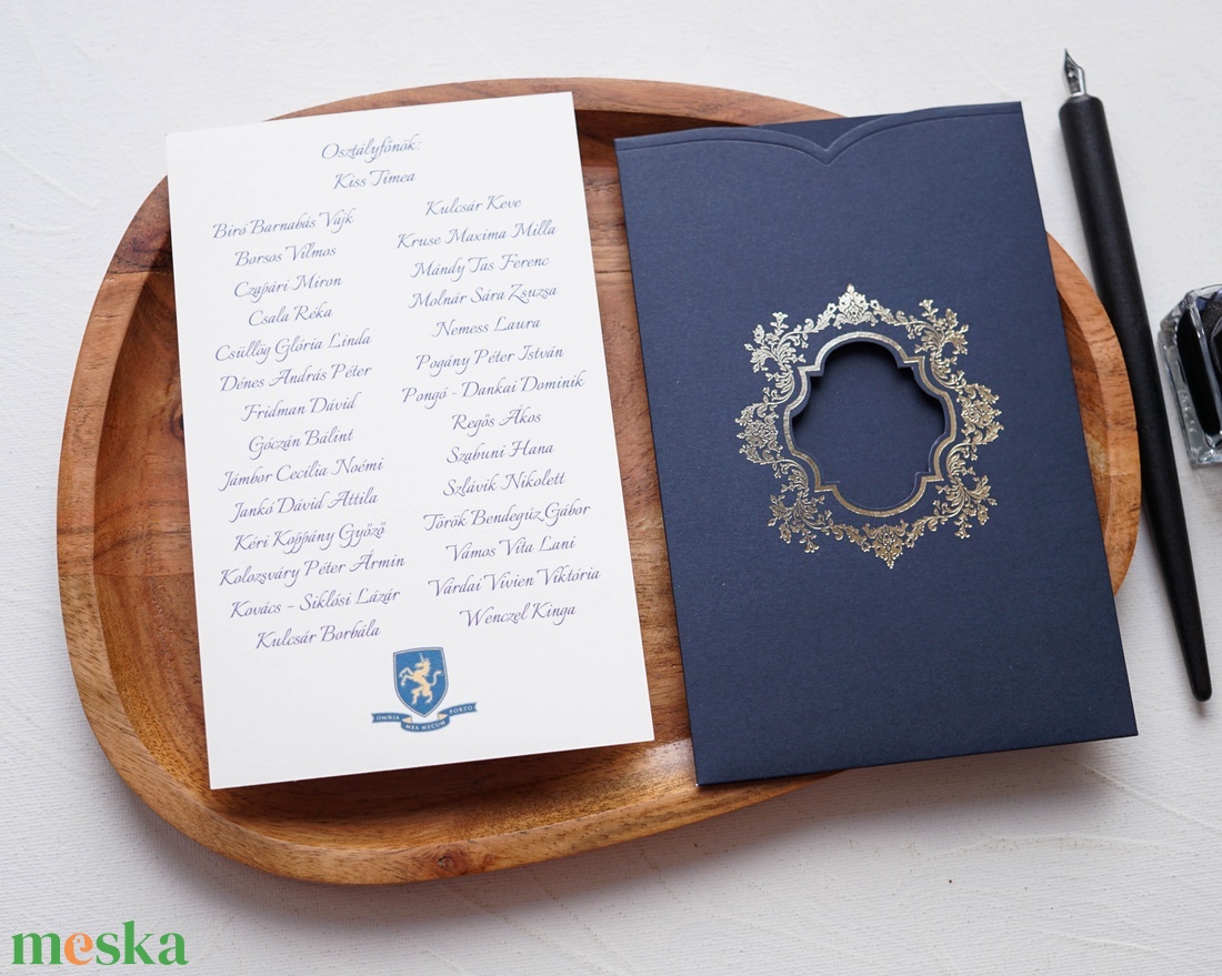 Szalagavató meghívó, elegáns arany mintás kék tokban - esküvő - meghívó & kártya - meghívó - Meska.hu Szalagavató meghívó, elegáns arany mintás kék tokban - esküvő - meghívó & kártya - meghívó - Meska.hu