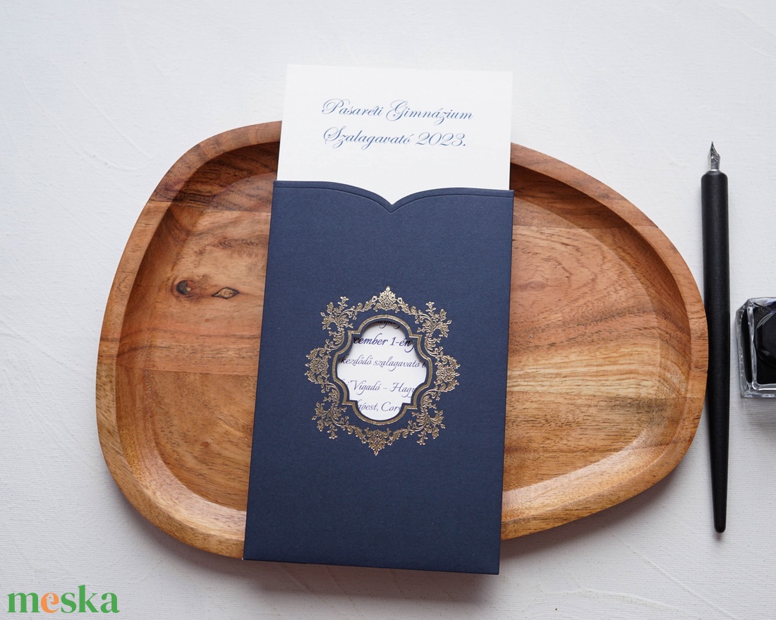 Szalagavató meghívó, elegáns arany mintás kék tokban - esküvő - meghívó & kártya - meghívó - Meska.hu Szalagavató meghívó, elegáns arany mintás kék tokban - esküvő - meghívó & kártya - meghívó - Meska.hu
