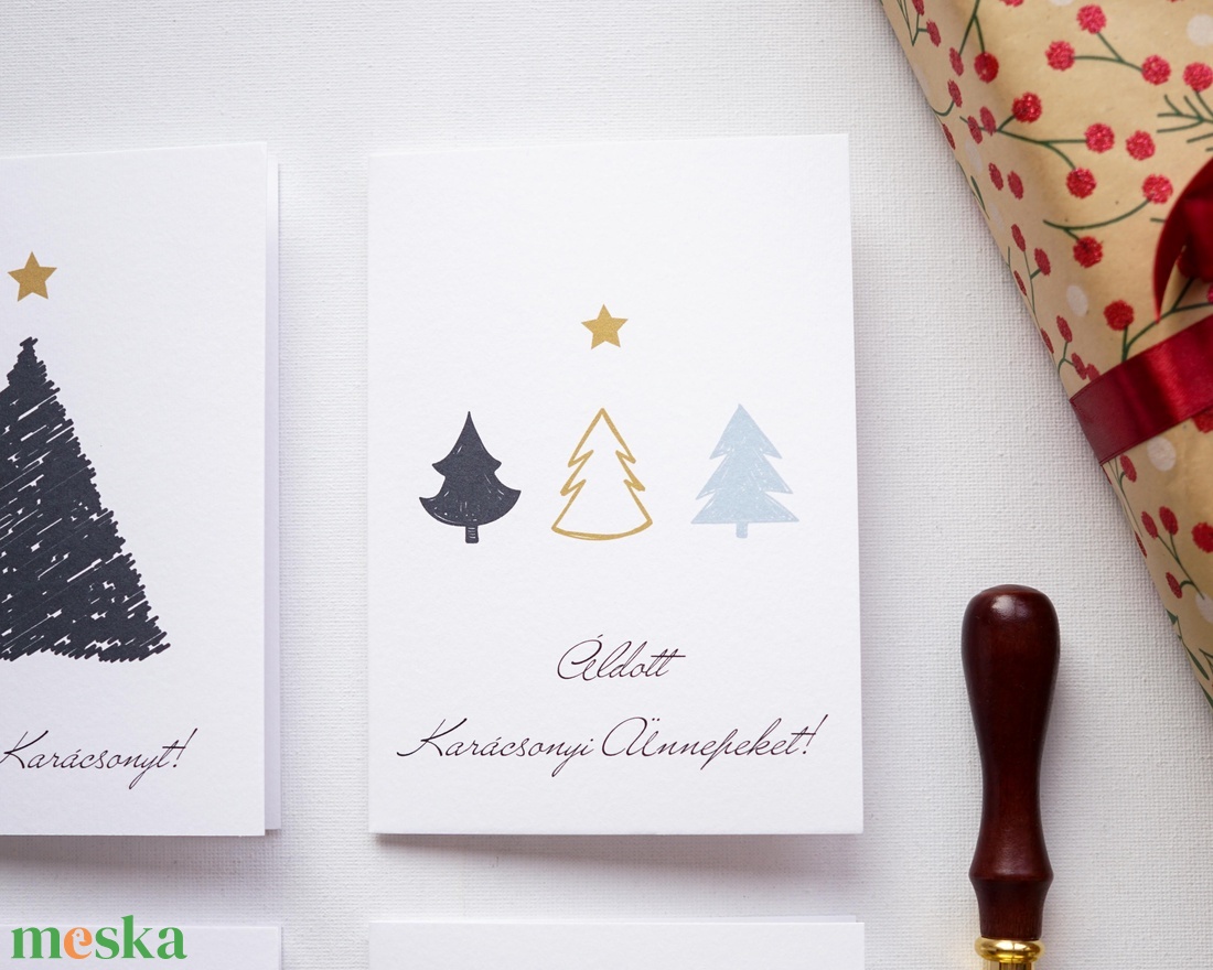 Minimalista Karácsonyi Képeslap, karácsonyi üdvözlő lap, adventi képeslap. - karácsony - karácsonyi ajándékozás - karácsonyi képeslap, üdvözlőlap, ajándékkísérő - Meska.hu