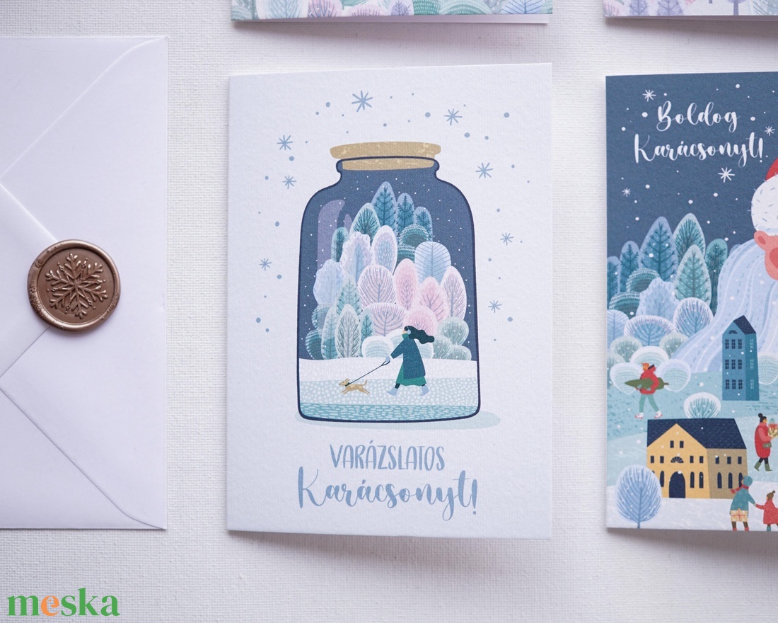 Fehér Karácsony Karácsonyi Képeslap, karácsonyi üdvözlő lap, adventi képeslap. - karácsony - karácsonyi ajándékozás - karácsonyi képeslap, üdvözlőlap, ajándékkísérő - Meska.hu