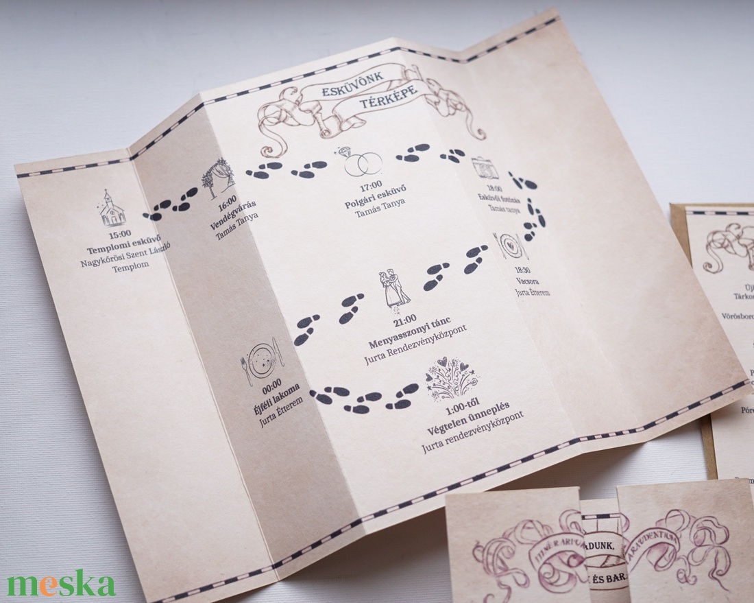 Tekergők térképe esküvői meghívó, Harry Potter-es meghívó, varázsló, különleges kinyitható meghívó - esküvő - meghívó & kártya - meghívó - Meska.hu