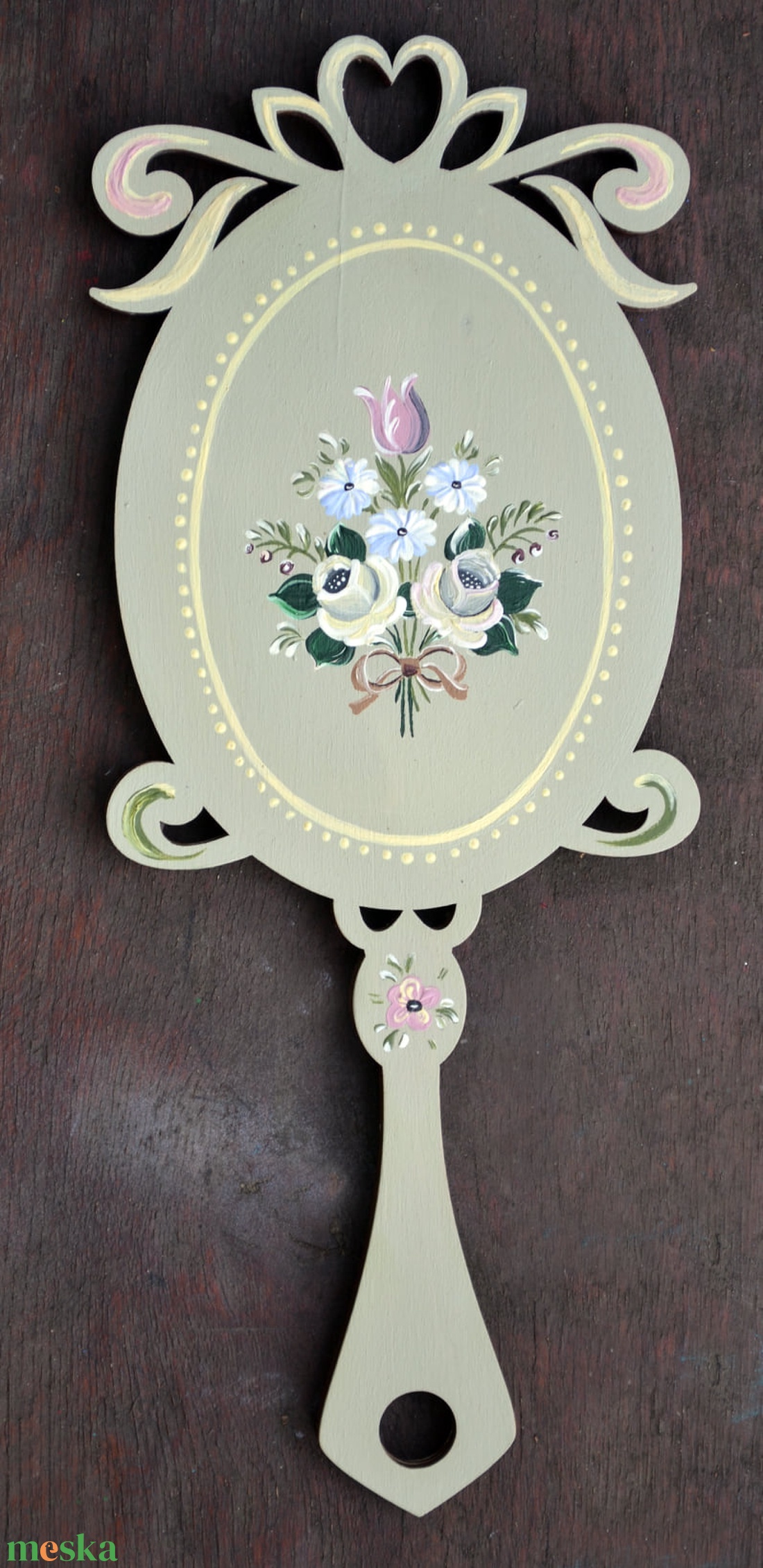 Kézzel festett kézitükör - otthon & életmód - dekoráció - tükör - Meska.hu