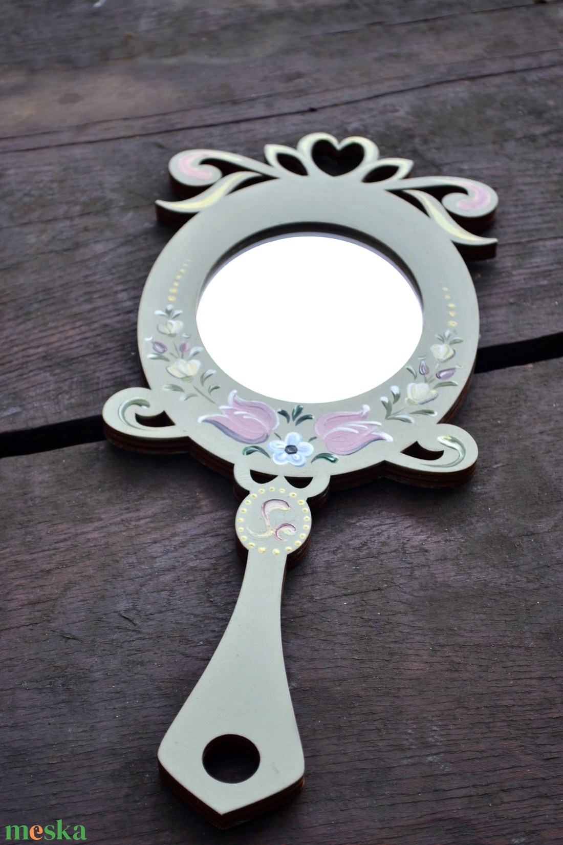 Kézzel festett kézitükör - otthon & életmód - dekoráció - tükör - Meska.hu