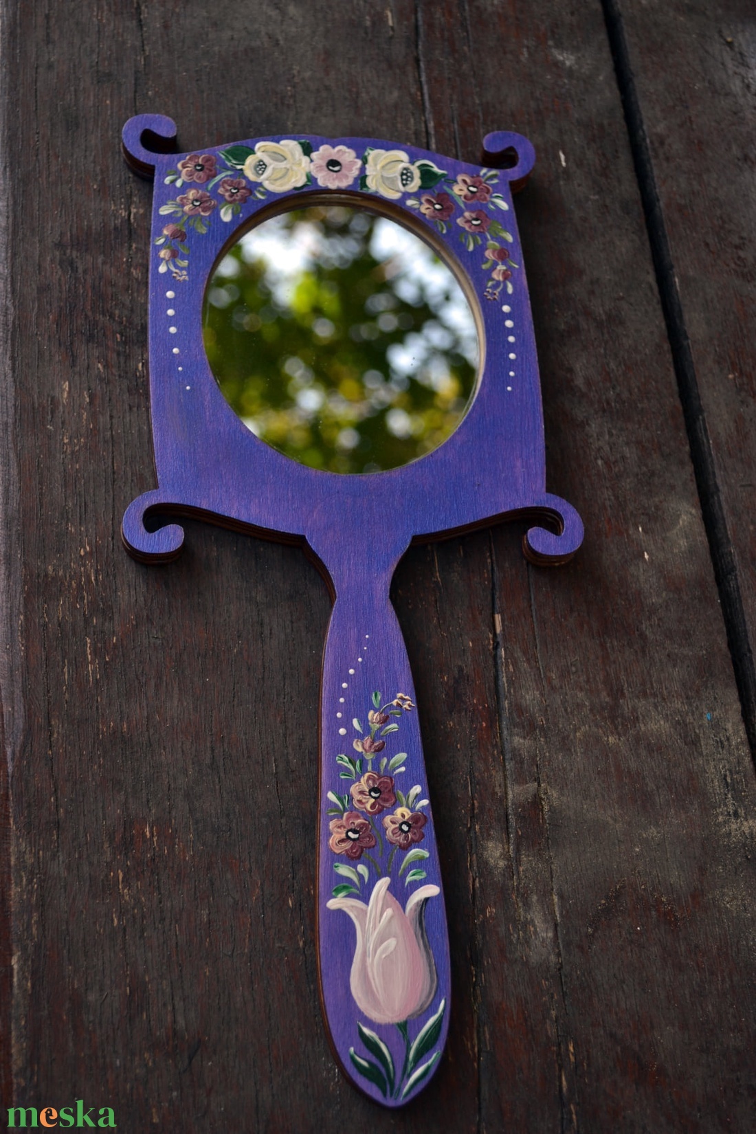 Kézzel festett kézitükör - szépségápolás - arcápolás - smink kellék - Meska.hu