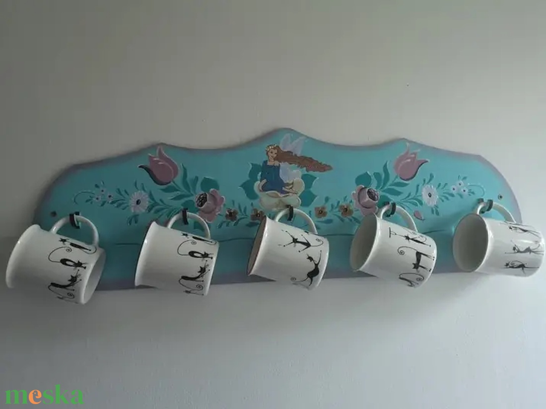 Virágos tündéres fali bögretartó  - otthon & életmód - konyhafelszerelés, tálalás - tálalás - bögre & csésze - Meska.hu