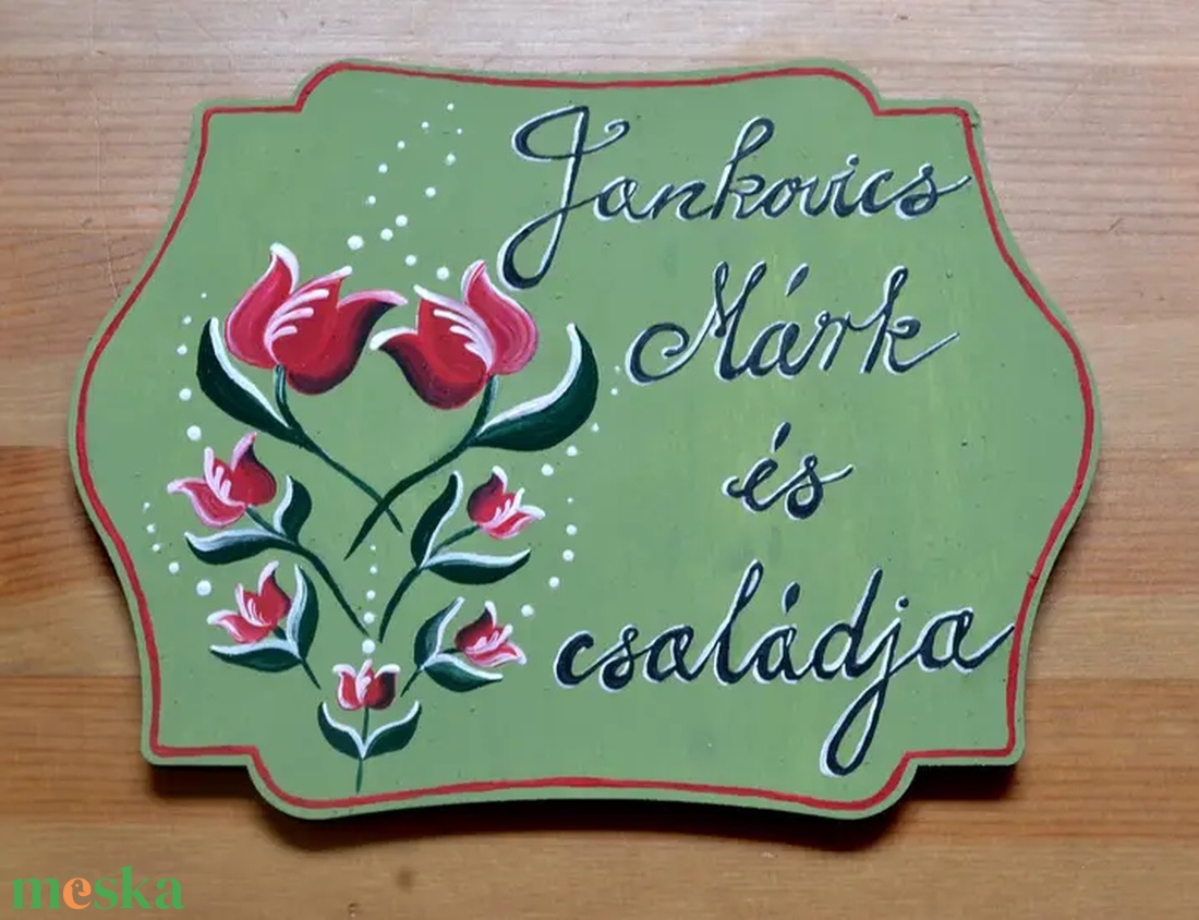 Tulipános családi névtábla (a virágok a családtagokat ábrázolják) - otthon & életmód - ház & kert - névtábla - Meska.hu