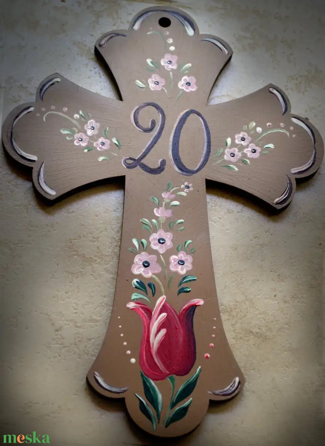 Kézzel festett fa kereszt - otthon & életmód - vallás - kereszt - Meska.hu
