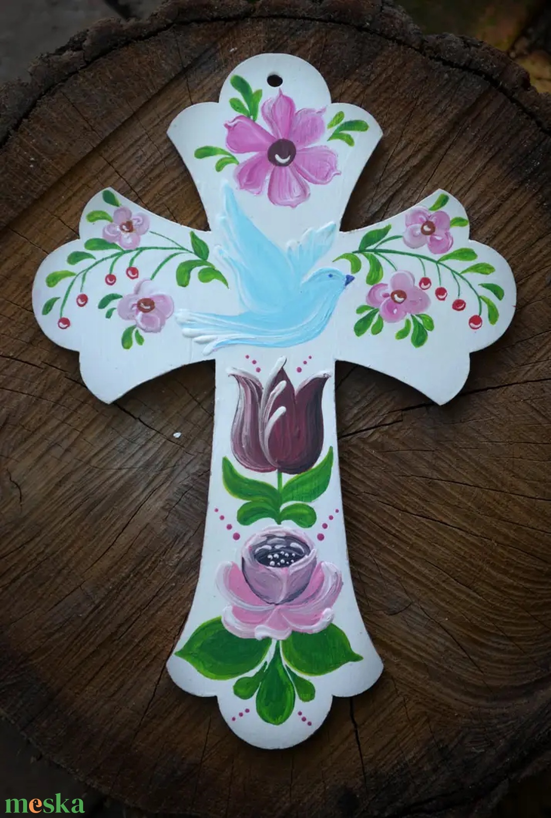 Kézzel festett fa kereszt - otthon & életmód - vallás - kereszt - Meska.hu